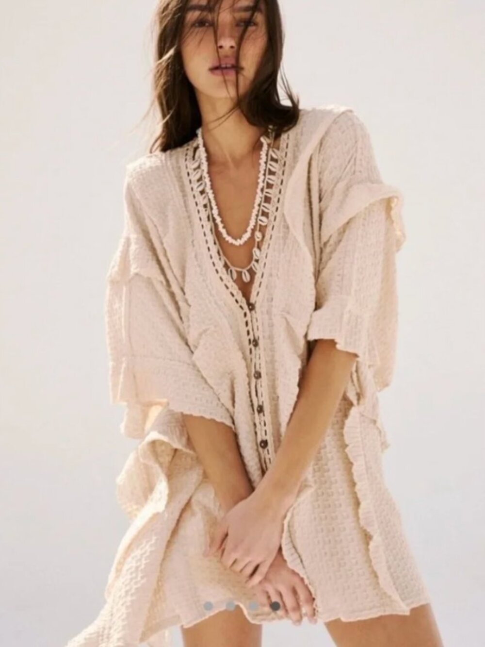NWT FP Beach | Free People Coverup Very Oversized Flora Tunic Summer Khaki XS/S